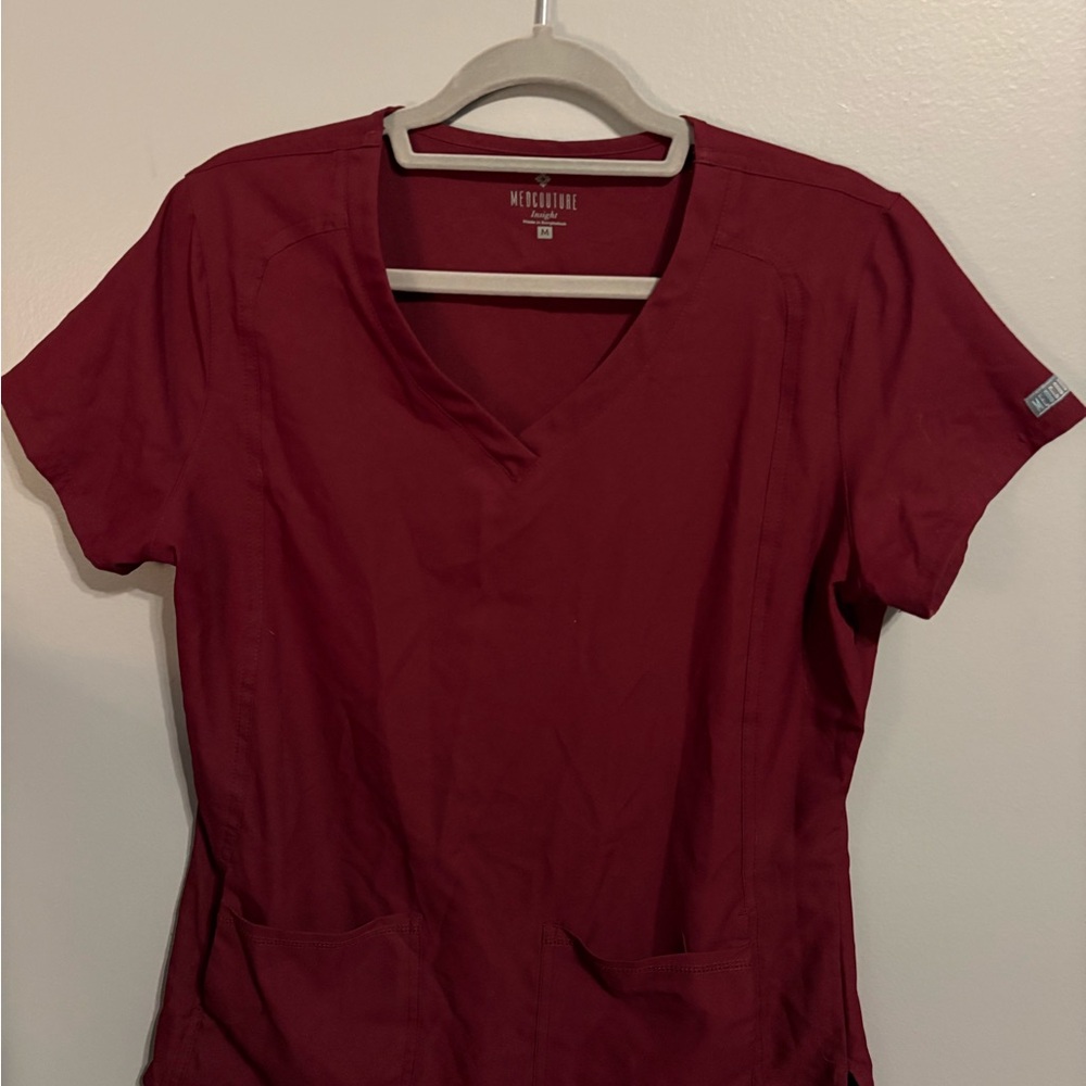 Med Couture Women's Burgundy Short Sleeve Top